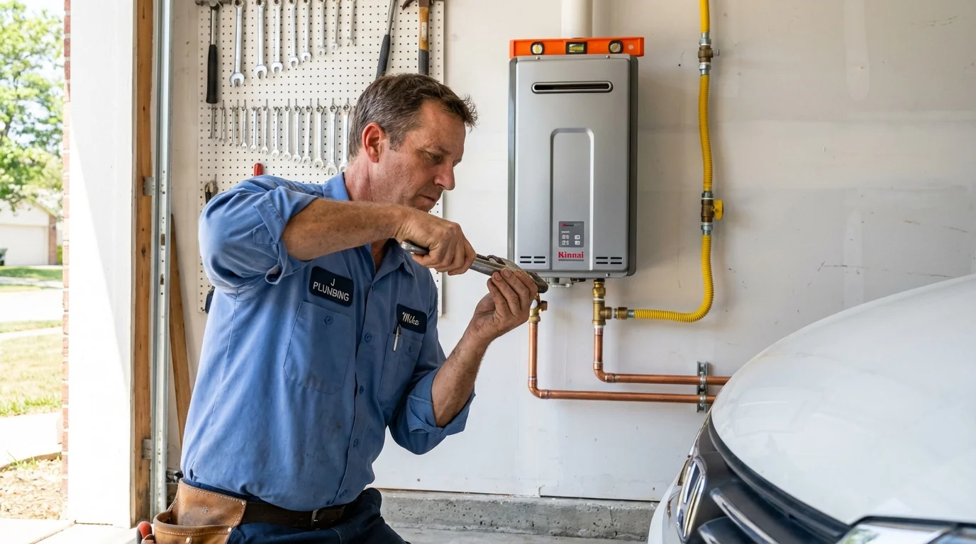 Tankless water heater installation by a Johns Plumbing LLC plumber in Lovington